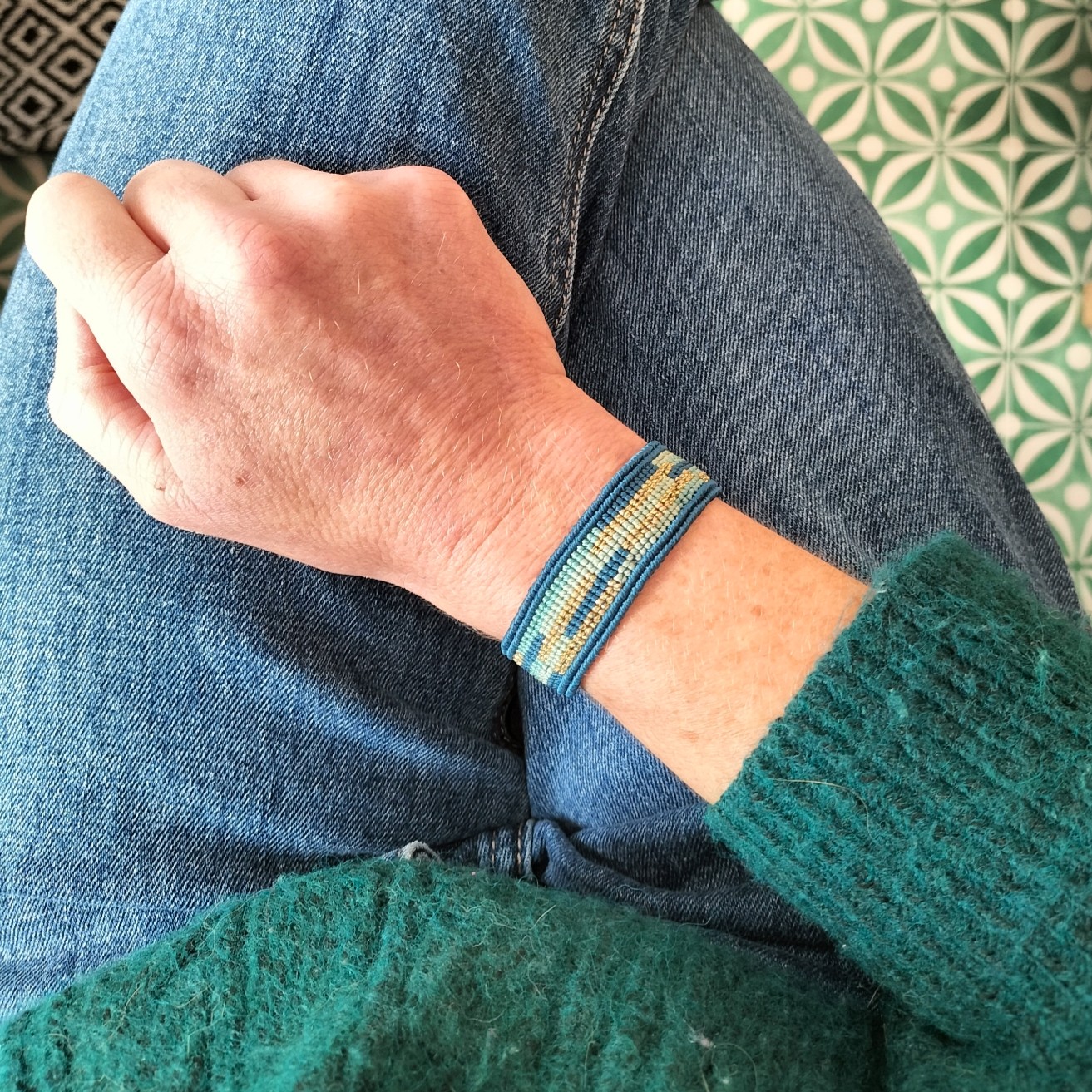 Bracelet manchette Maria bleu canard par Nouaj Original La Rochelle